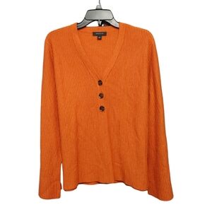 Ann Taylor Cozy Ribbed Knit Burnt Orange Pullover Sweater Women Size Extra Large